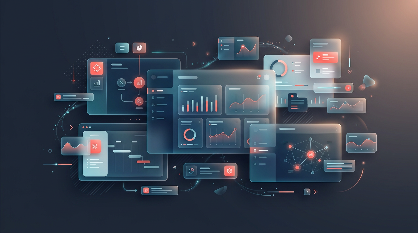Ilustração: produtos digitais e interfaces modernas